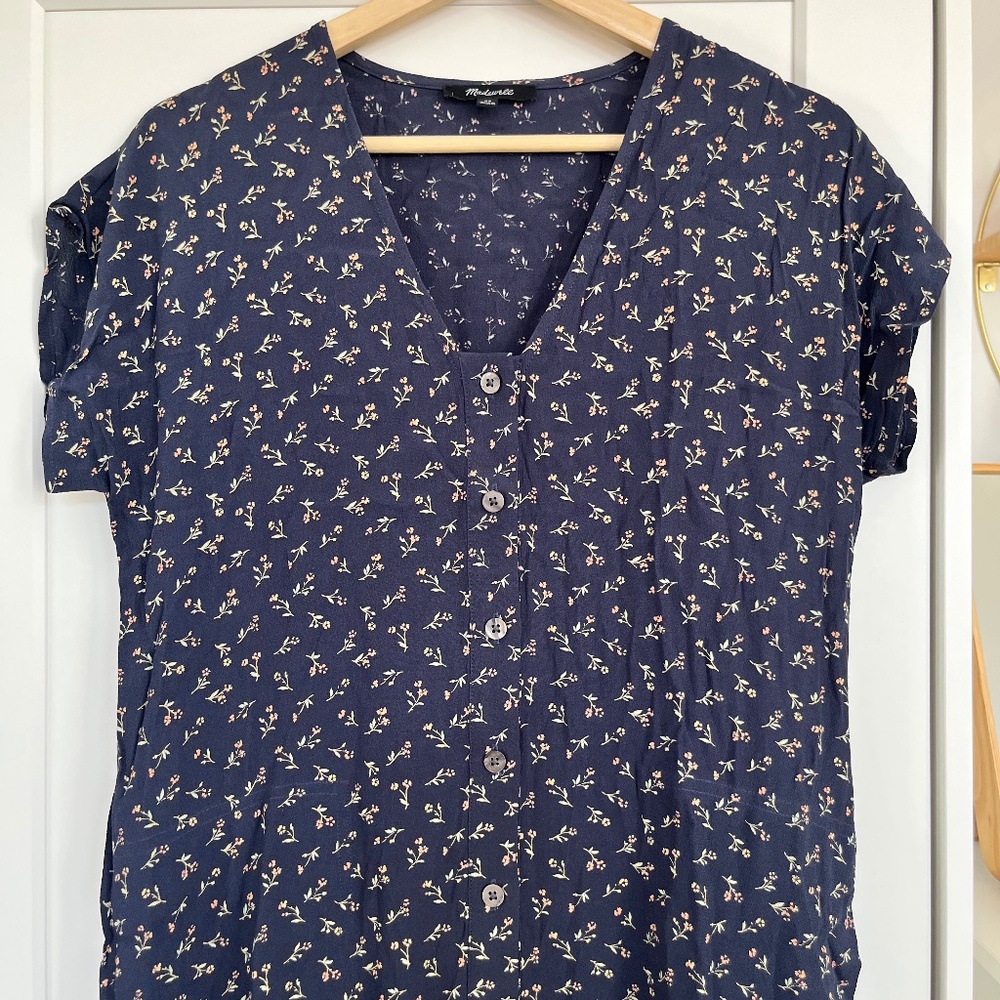 Madewell Navy Blue Floral Maxi Dress